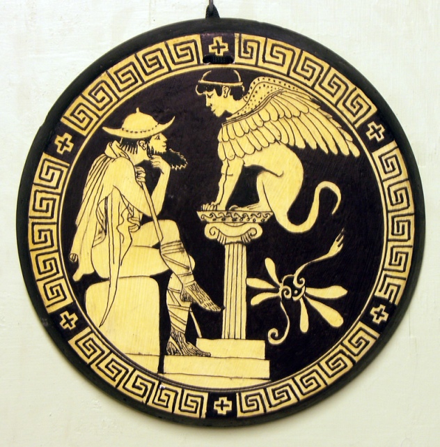 Oedipus and the Sphinx. Attic cup of the fifth century B.C.